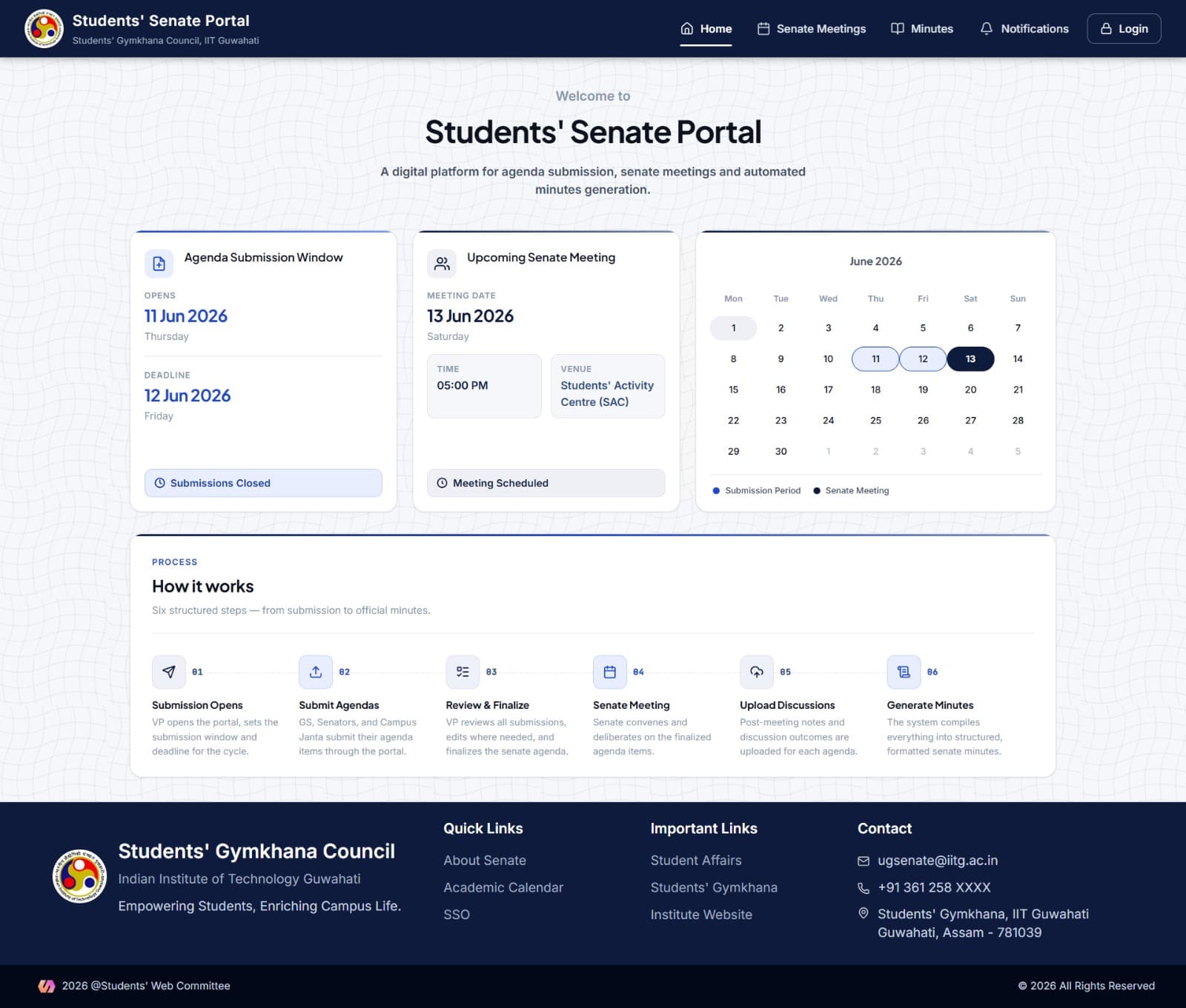 Senate Portal screenshot